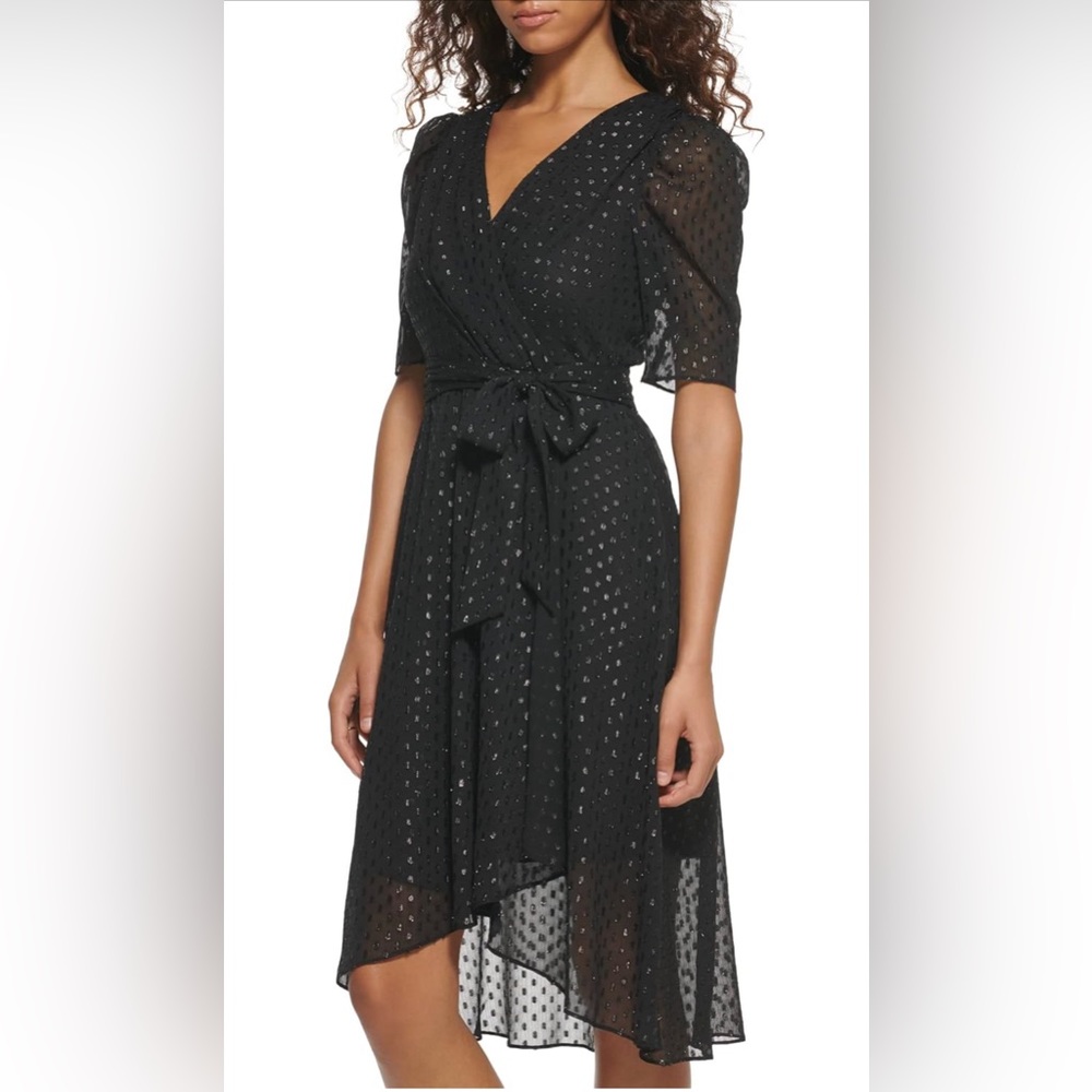 Tommy Hilfiger faux wrap hi low midi dress